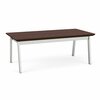 Lesro Newport Coffee Table Metal Frame 20x40in High Pressure Laminate Top, Silver, Cocoa Walnut top NP0840